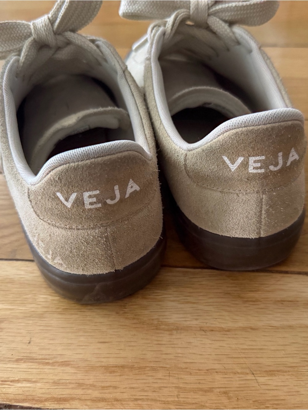 VEJA Women’s Suede Sneakers in Beige and White